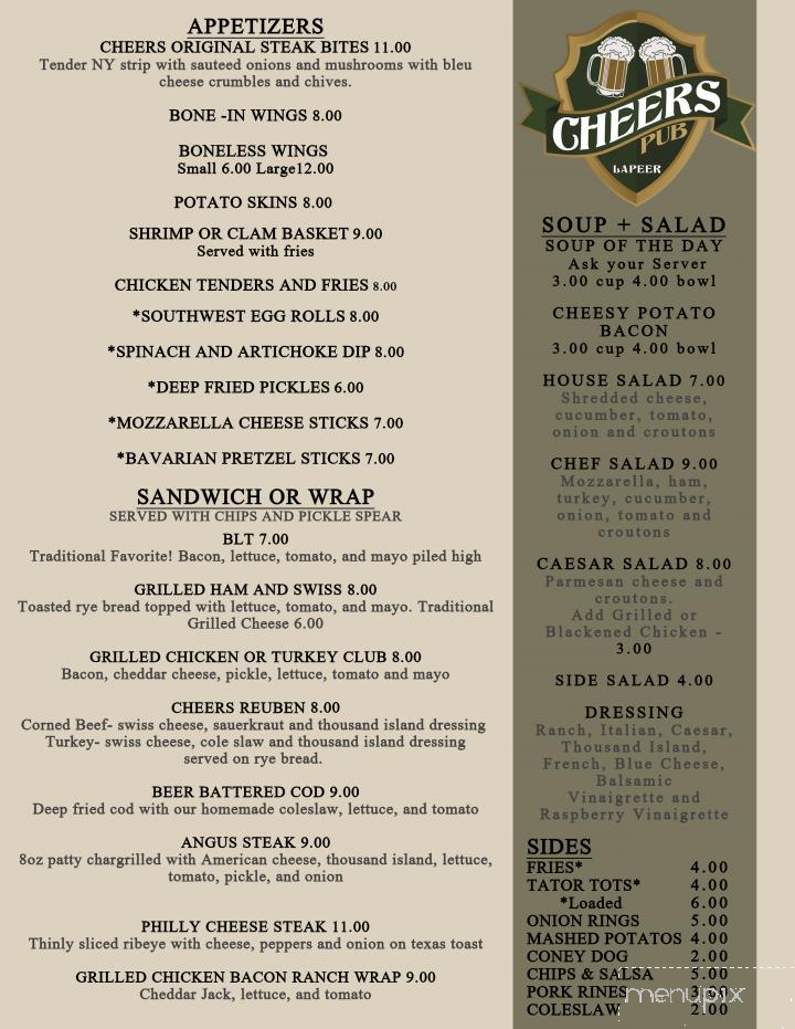 Cheers Lapeer - Lapeer, MI menu_pic
