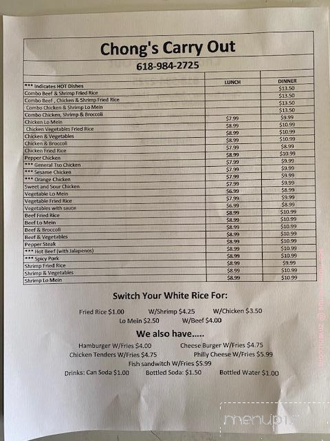 Chong's Carry Out - Royalton, IL menu_pic