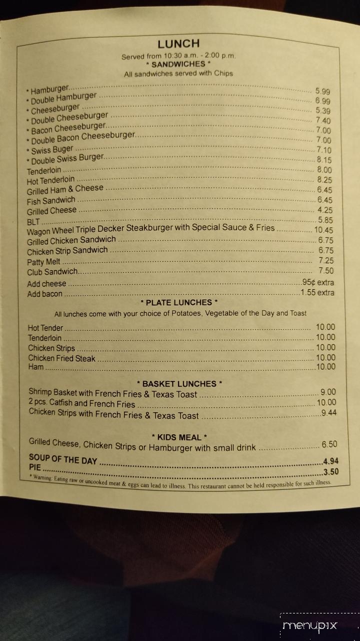 Wagon Wheel Cafe - Windsor, MO menu_pic