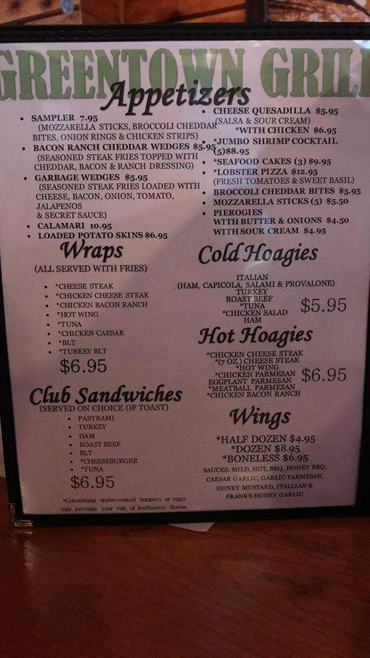 Greentown Grill - Greentown, PA menu_pic