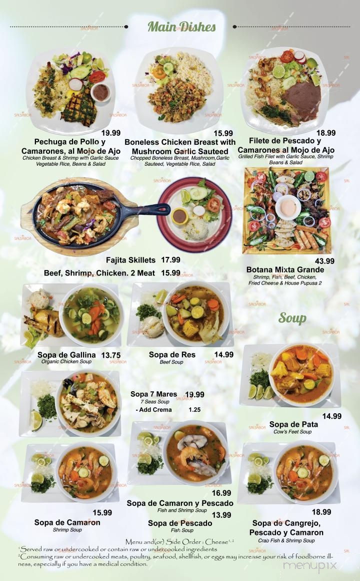 El Salsabor Restaurant Y Pupuseria - Los Angeles, CA menu_pic