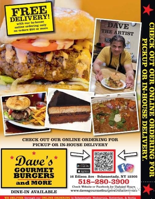 Dave's Gourmet Burgers and More - Schenectady, NY menu_pic