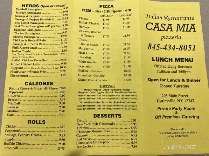 Casa Mia - Hurleyville, NY menu_pic
