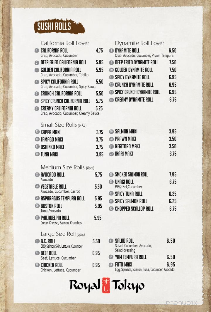 Royal Tokyo - Kamloops, BC menu_pic