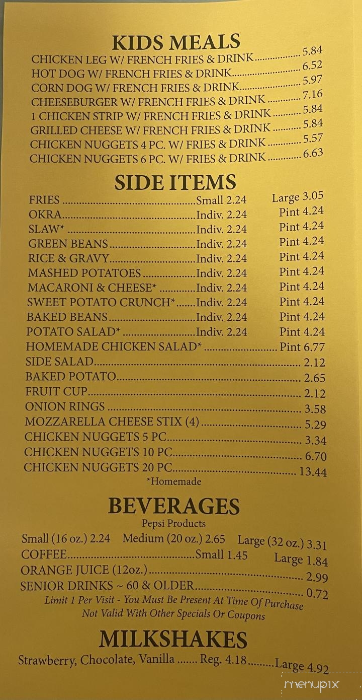 Whiteford's Giant Burger - Laurens, SC menu_pic