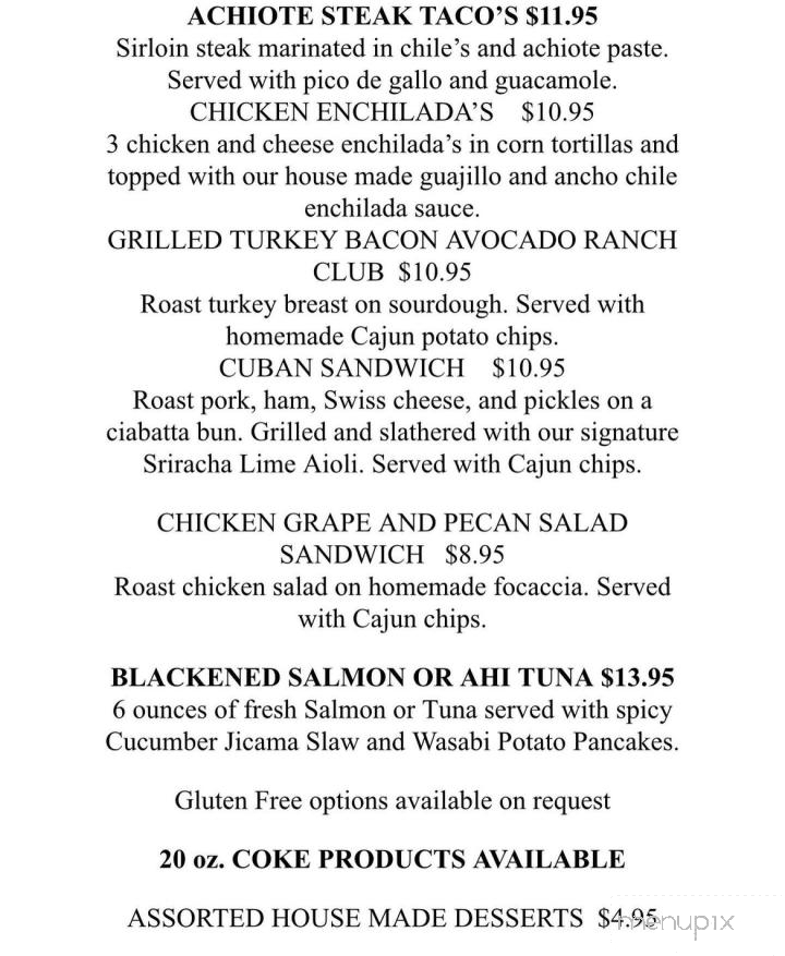 Backroads Bistro - Panguitch, UT menu_pic