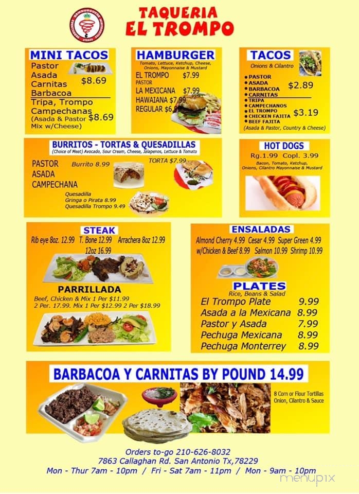 Taqueria El Trompo - San Antonio, TX menu_pic