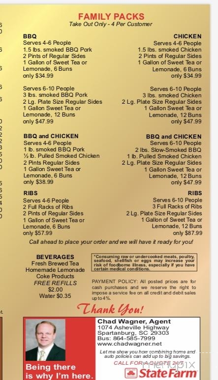 Bluegrass BBQ - Cowpens, SC menu_pic