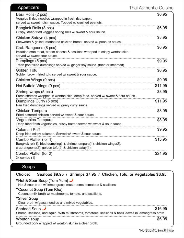 Bangkok Cafe - North Conway, NH menu_pic