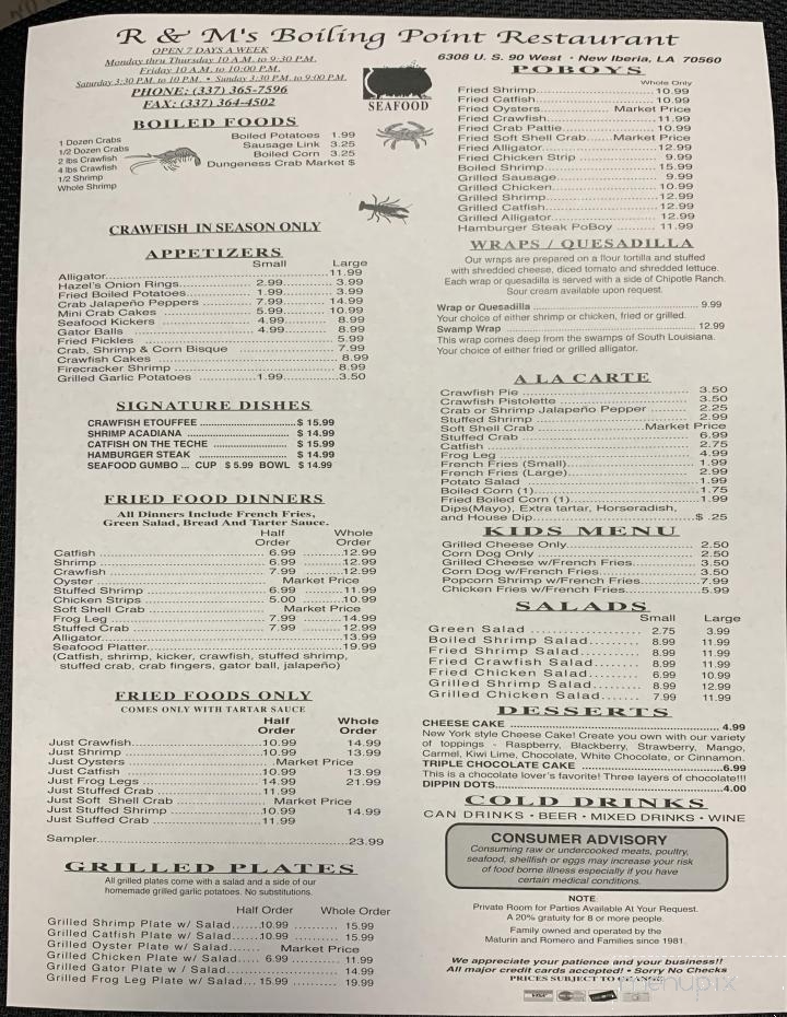Boiling Point R & M - New Iberia, LA menu_pic