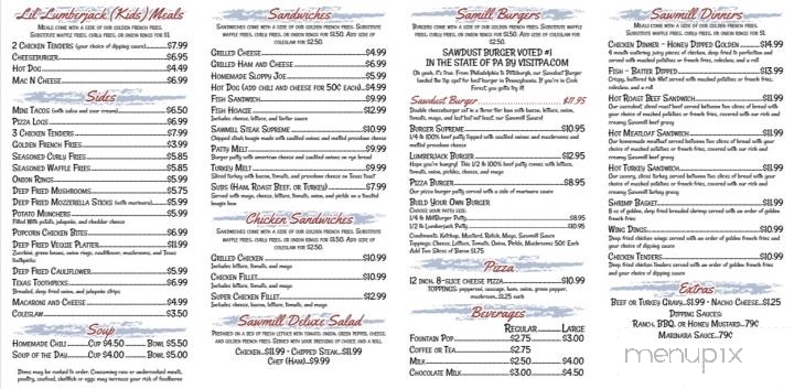 Sawmill - Leeper, PA menu_pic