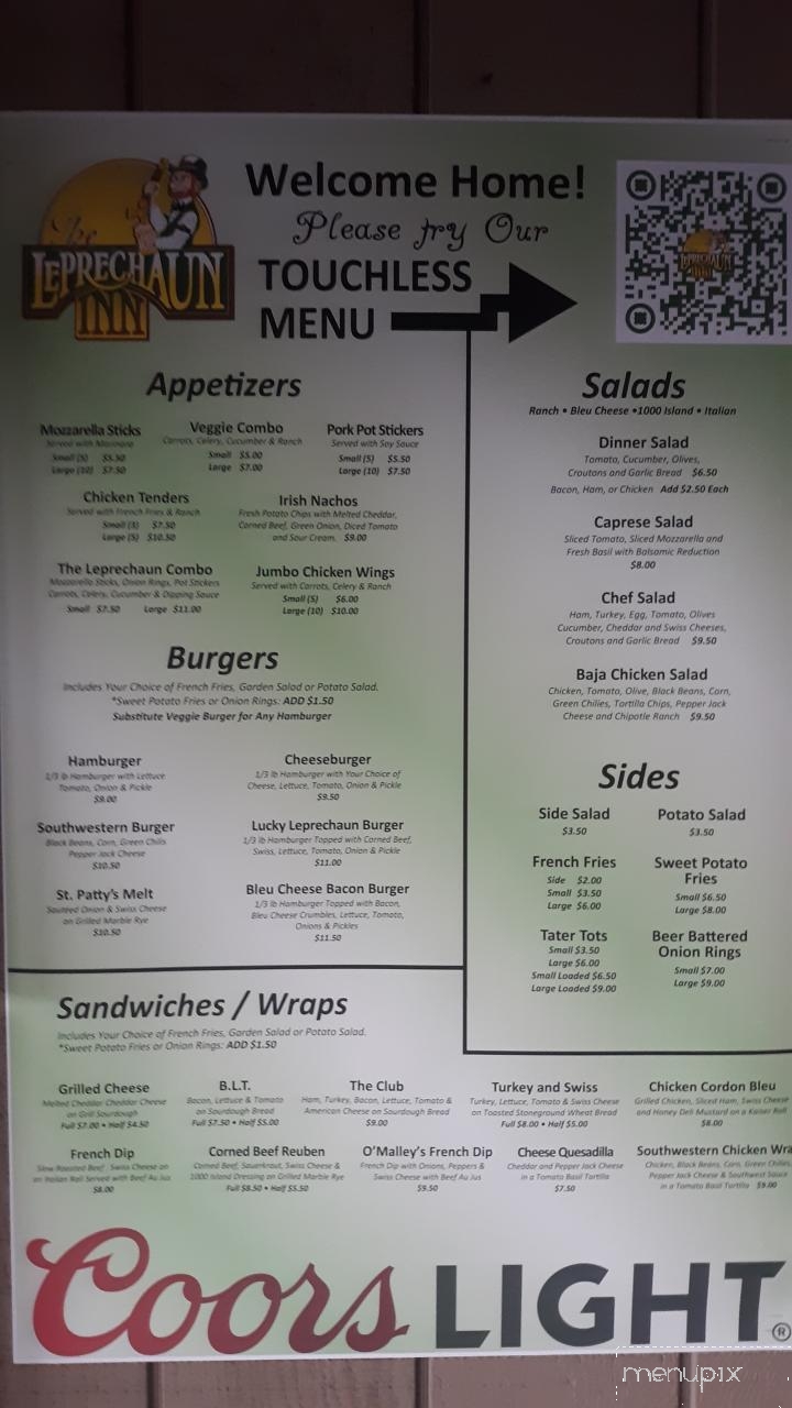 Leprechaun Inn - Salt Lake City, UT menu_pic