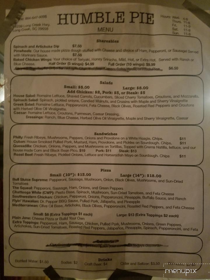 Humble Pie Pizza - Long Creek, SC menu_pic