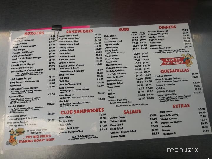 Big Fred's Route 66 - Hudson, FL menu_pic