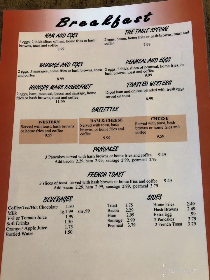 Captain's Table - Hastings, ON menu_pic