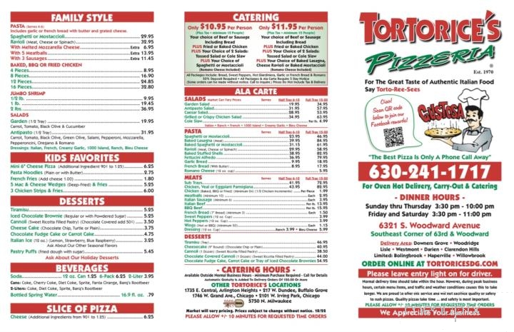 Tortorice's Pizzeria - Downers Grove, IL menu_pic
