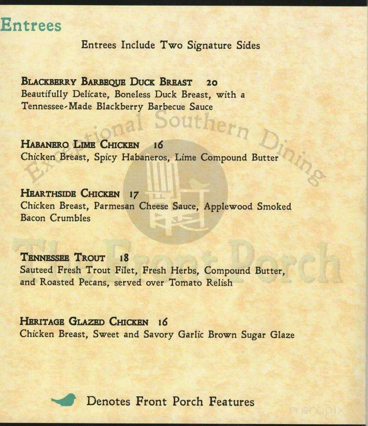 Front Porch - Powell, TN menu_pic