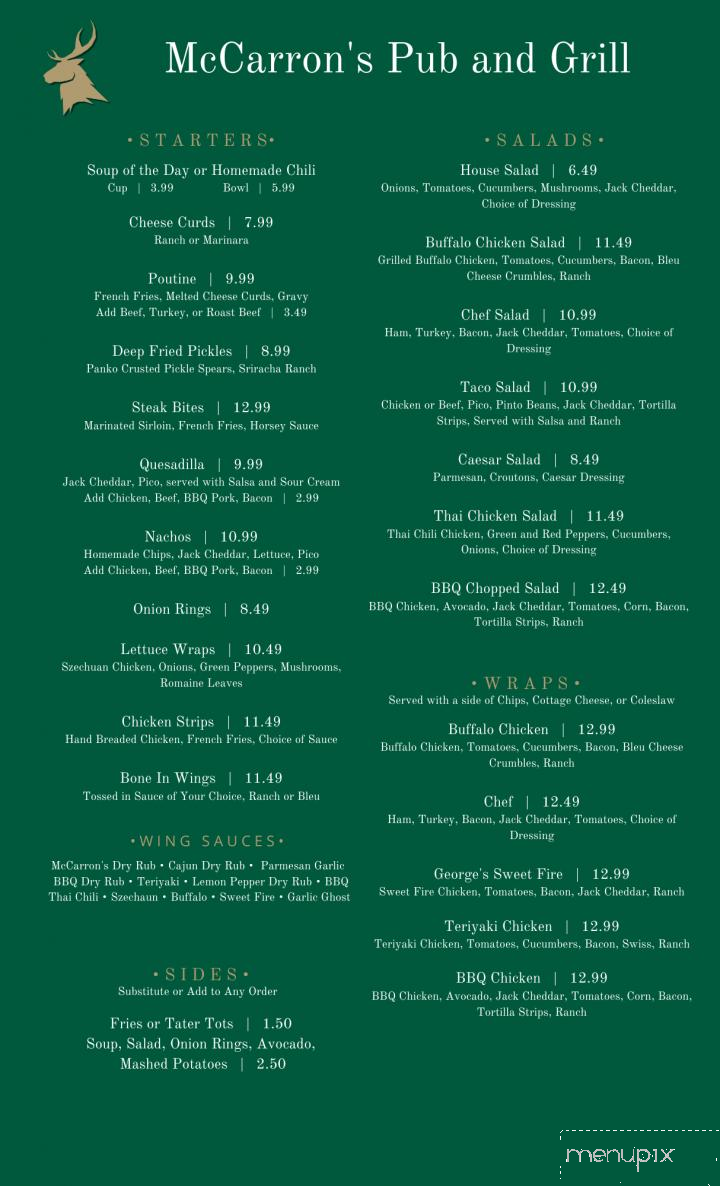 McCarron's Pub and Grill - Maplewood, MN menu_pic