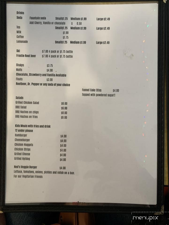 Ned's Shed - Vienna, IL menu_pic