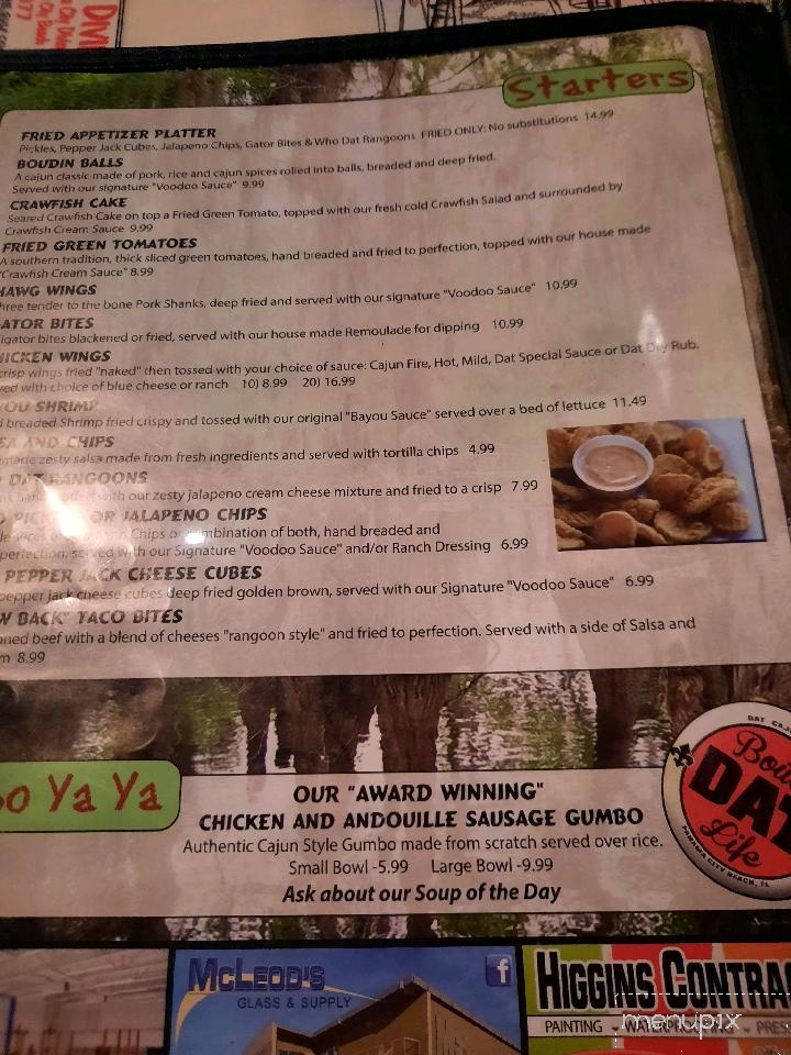 Dat Cajun Place Cafe - Panama City, FL menu_pic