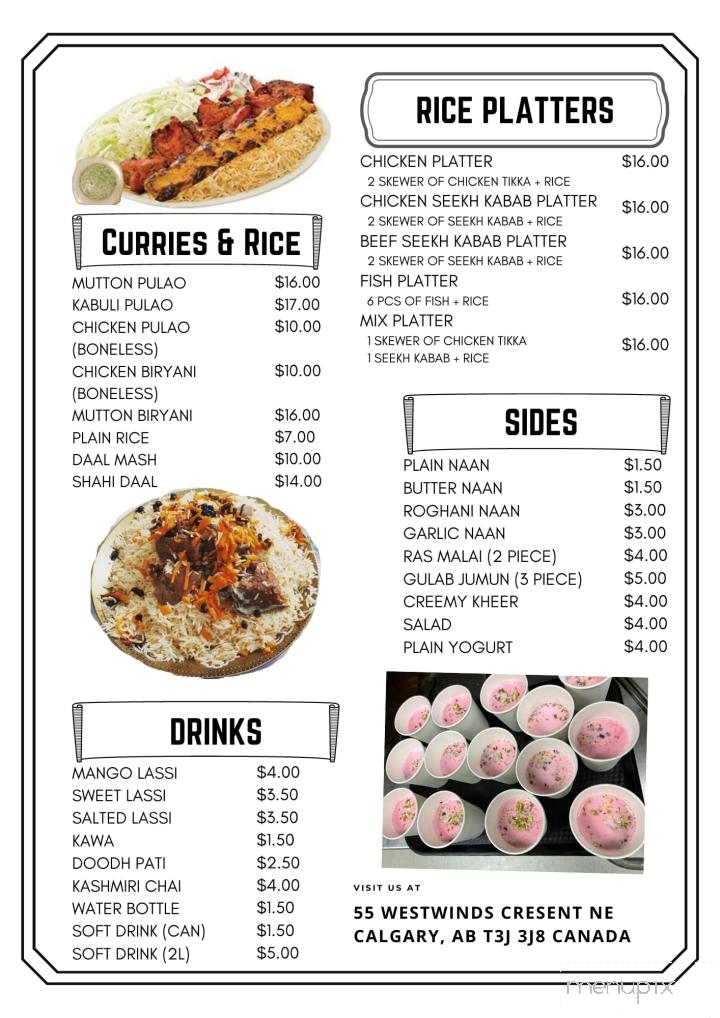 Peshawari Kabab Hut - Calgary, AB menu_pic