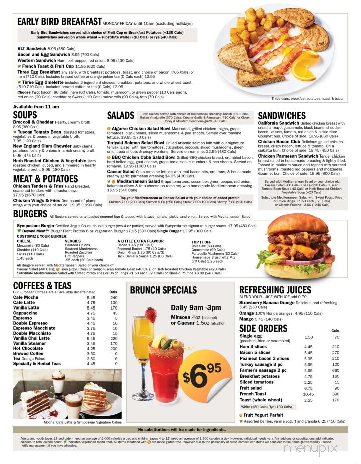 Symposium Cafe Restaurant Whitby - Whitby, ON menu_pic