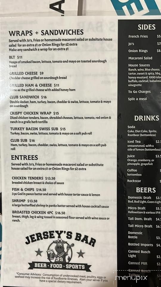 Jersey's Bar - Junction City, OR menu_pic