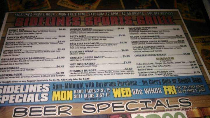 Sidelines Sports Grill - Elyria, OH menu_pic