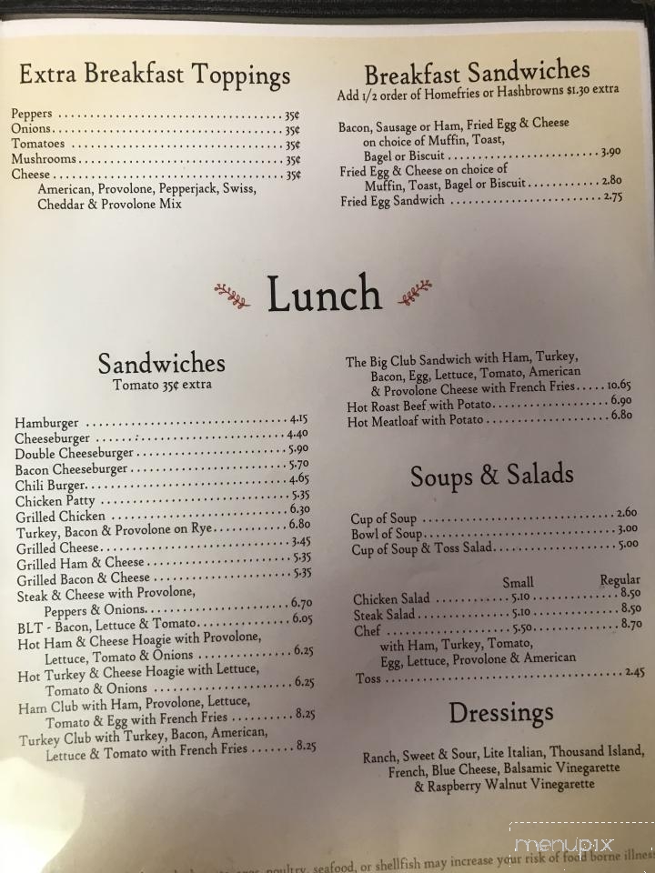 Carla's Diner - Ellwood City, PA menu_pic