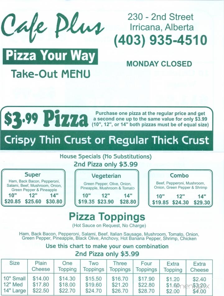 Cafe Plus - Irricana, AB menu_pic