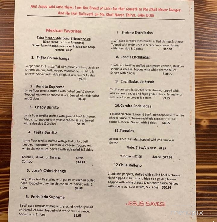 Jose's Restaurant and Grill - Magee, MS menu_pic
