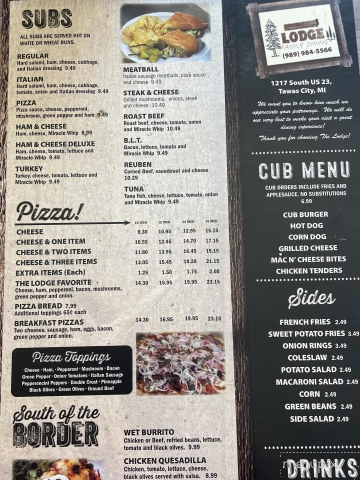 The Lodge - Tawas City, MI menu_pic
