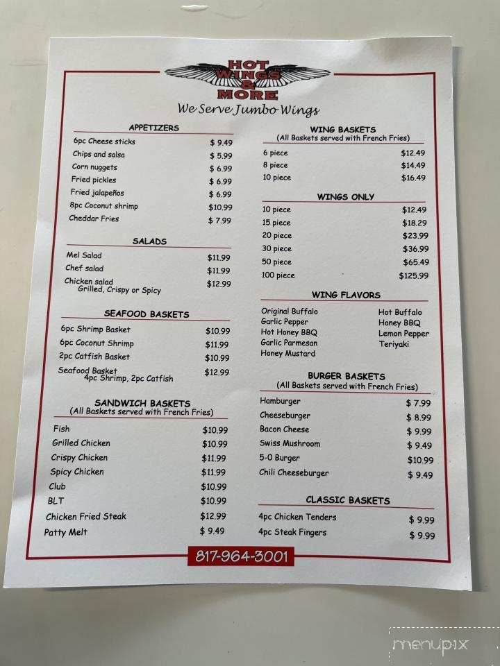 Wings and more menu deals