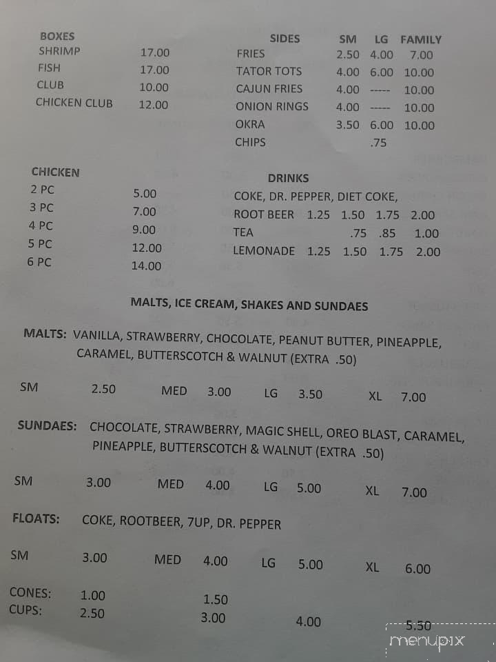 Roseland Malt Shop - Roseland, LA menu_pic