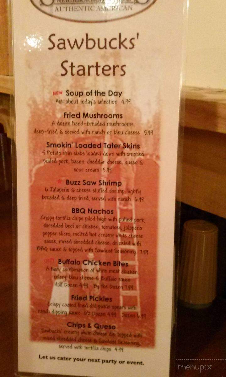 Sawbucks Authentic American Neighborhood Grill - Conway, AR menu_pic