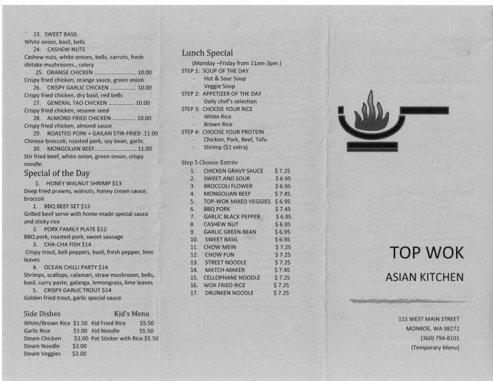 Menu Of Top Wok In Monroe Wa 98272