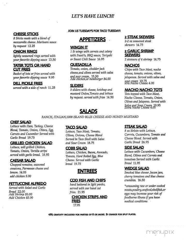 Warehouse West Grill - Yakima, WA menu_pic
