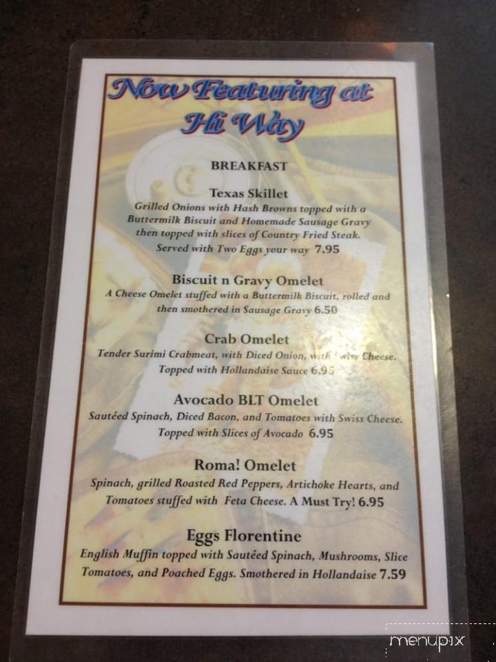 Hi-Way Restaurant Inc - Ottawa, IL menu_pic