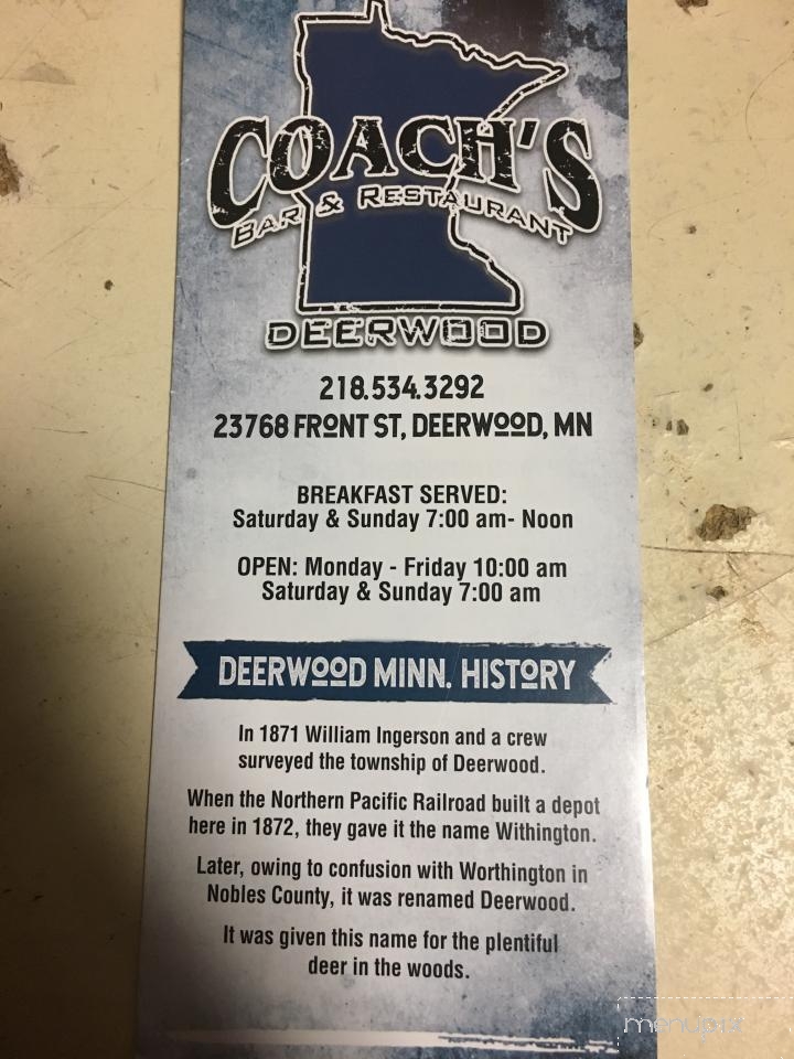 Coach's Corner Bar & Restaurant - Deerwood, MN