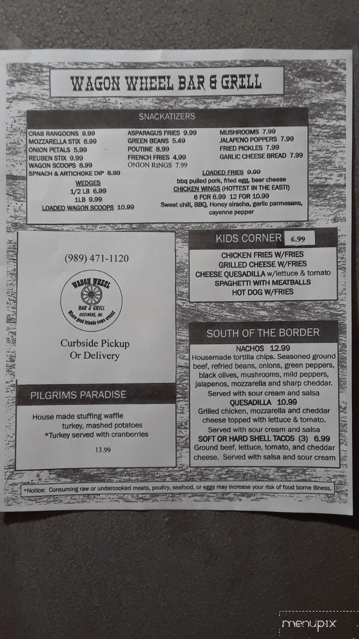 Wagon Wheel - Ossineke, MI menu_pic
