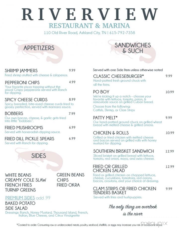 Riverview Restaurant - Ashland City, TN menu_pic