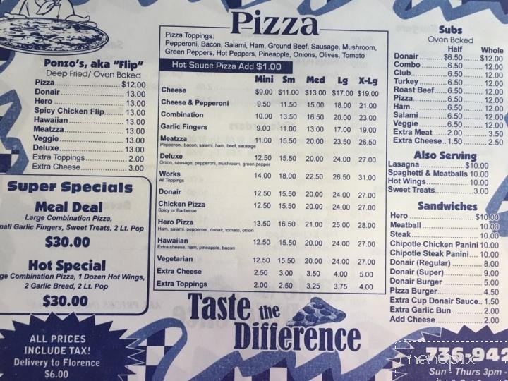 Princess Pizzeria - Cape Breton, NS menu_pic
