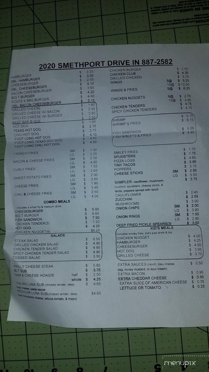 Smethport Drive In - Smethport, PA menu_pic