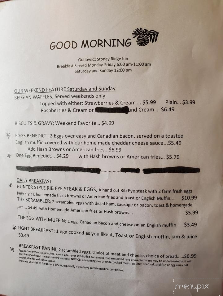 Stoney Ridge Inn - Goodman, WI menu_pic