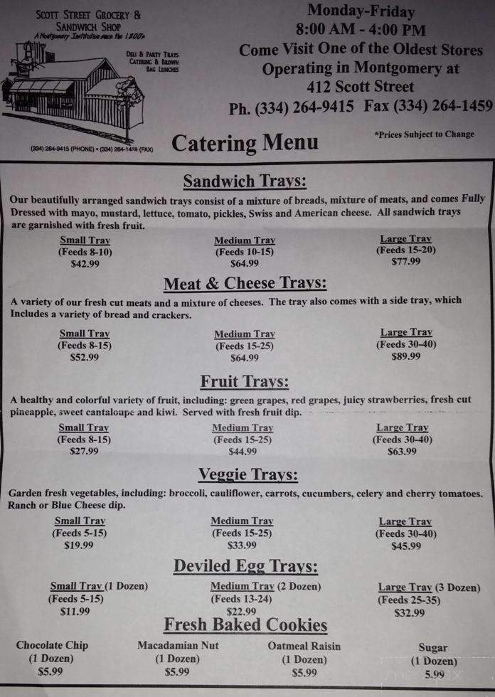 Scott Street Deli - Montgomery, AL menu_pic