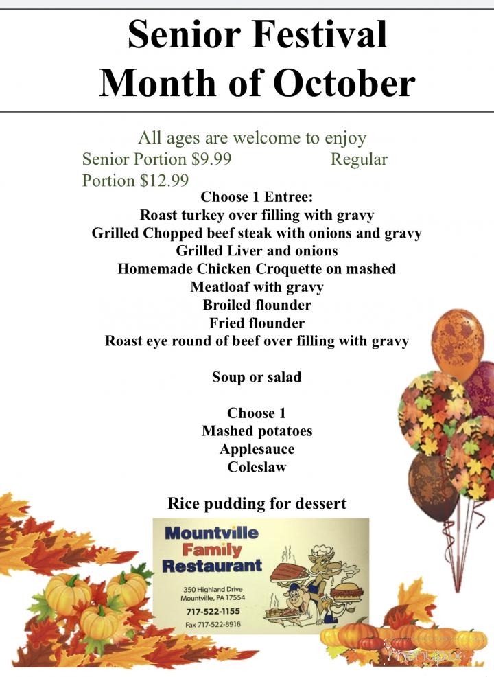 Mountville Family Restaurant - Mountville, PA menu_pic