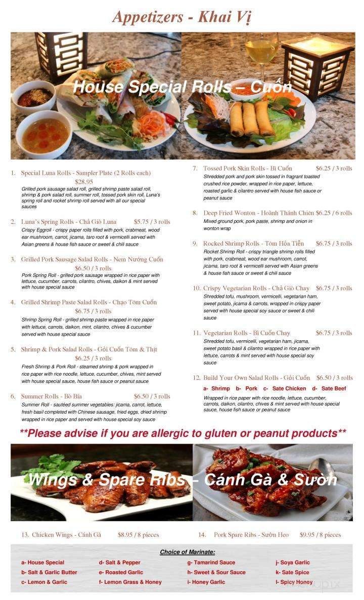 Luna Authentic Vietnamese Cuisine - Cochrane, AB menu_pic