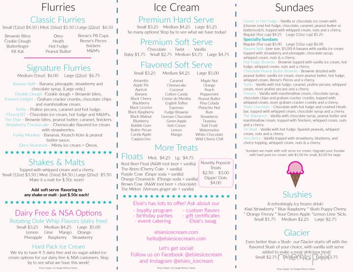 Elsie's Ice Cream Station - Fremont, MI menu_pic