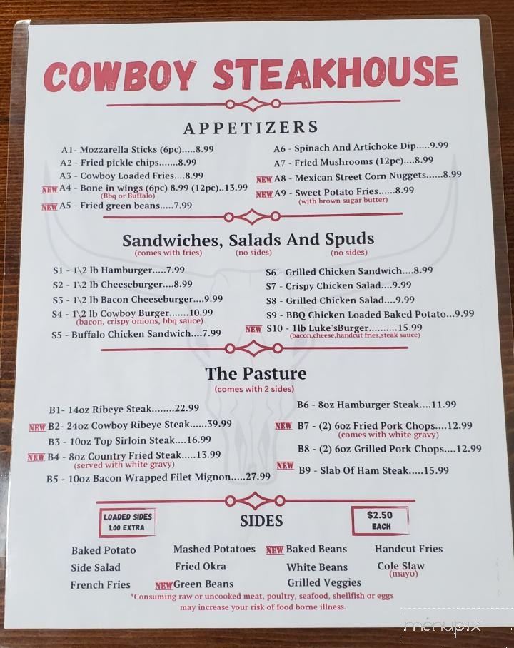 Cowboy Steak House - Decaturville, TN menu_pic