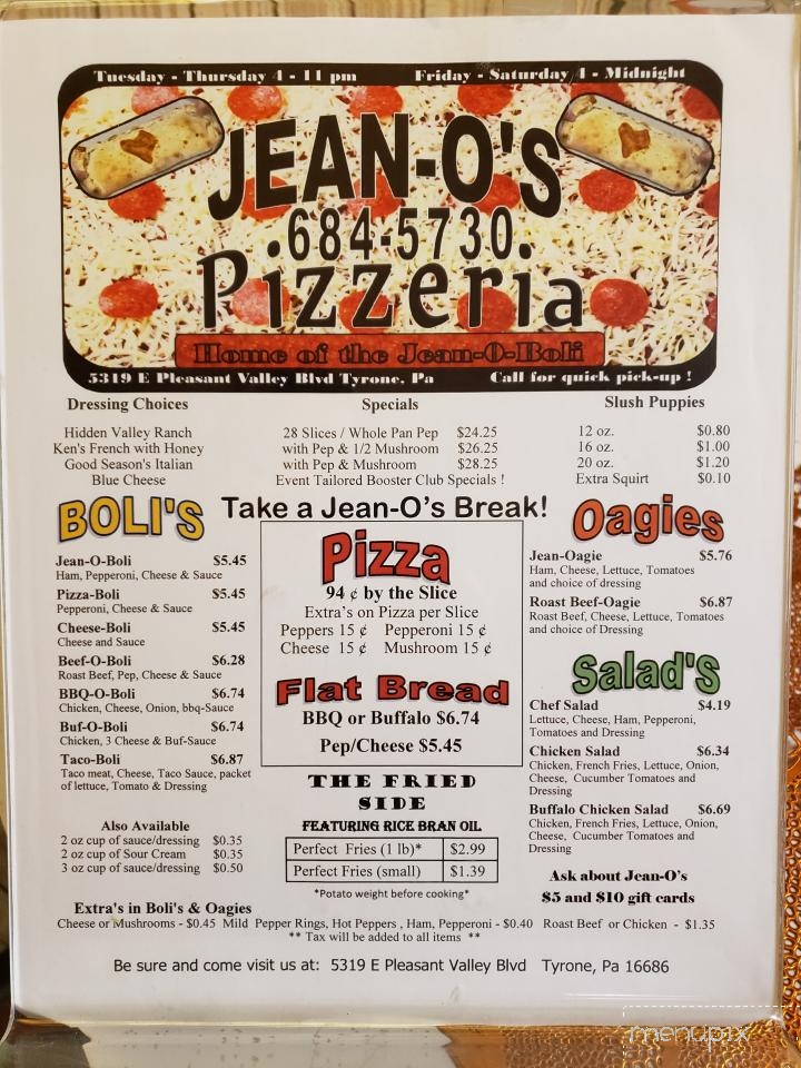 Jean-O's Pizzeria - Tyrone, PA
